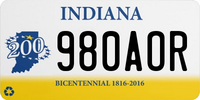 IN license plate 980AOR