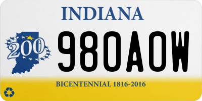 IN license plate 980AOW