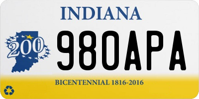 IN license plate 980APA