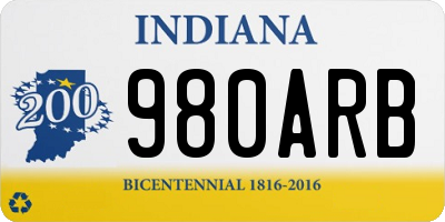 IN license plate 980ARB