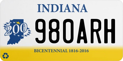 IN license plate 980ARH