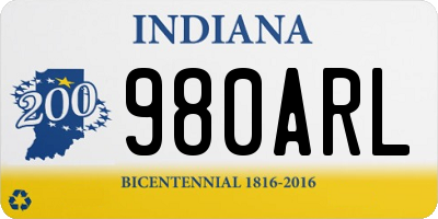 IN license plate 980ARL