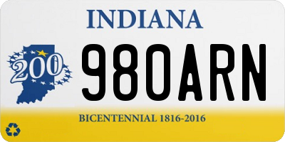 IN license plate 980ARN