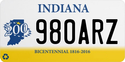 IN license plate 980ARZ