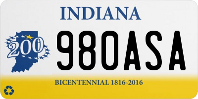 IN license plate 980ASA
