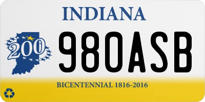 IN license plate 980ASB