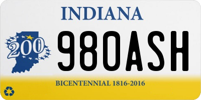IN license plate 980ASH