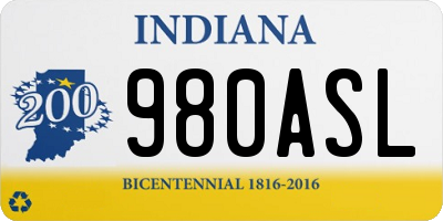 IN license plate 980ASL