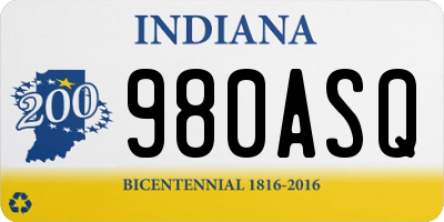 IN license plate 980ASQ