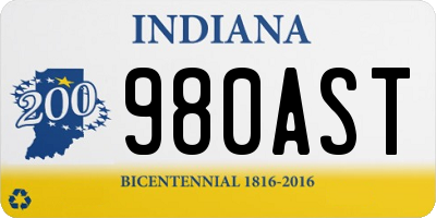 IN license plate 980AST