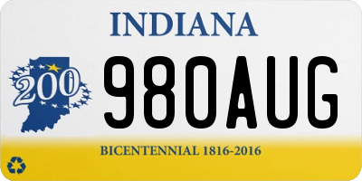 IN license plate 980AUG