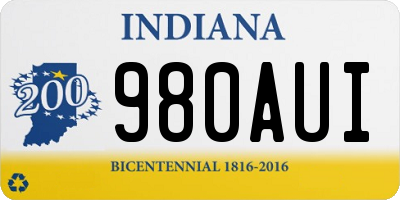 IN license plate 980AUI