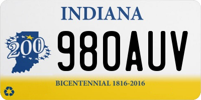 IN license plate 980AUV