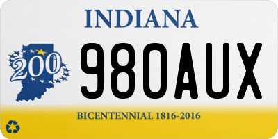 IN license plate 980AUX
