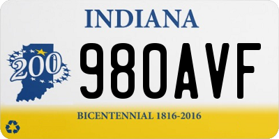IN license plate 980AVF