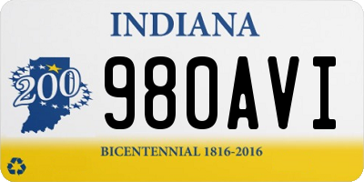 IN license plate 980AVI