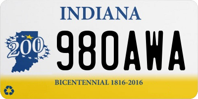 IN license plate 980AWA