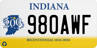 IN license plate 980AWF