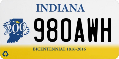 IN license plate 980AWH