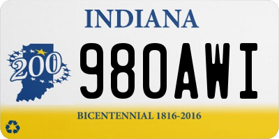 IN license plate 980AWI
