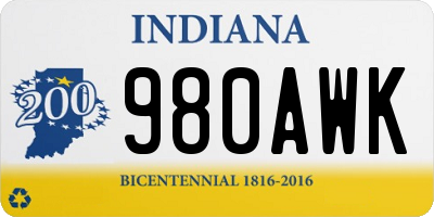 IN license plate 980AWK