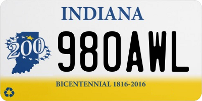 IN license plate 980AWL