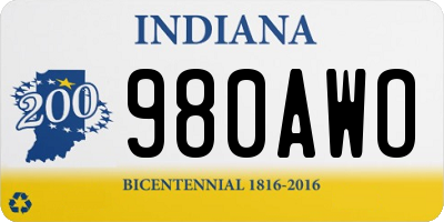 IN license plate 980AWO