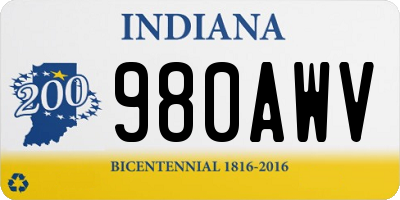 IN license plate 980AWV