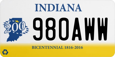 IN license plate 980AWW