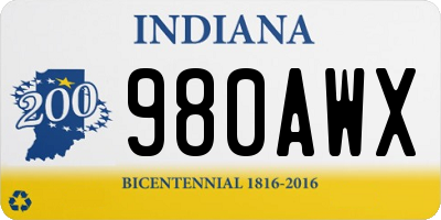 IN license plate 980AWX