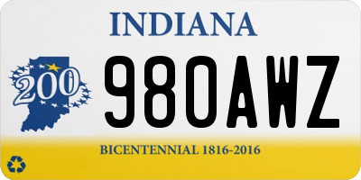 IN license plate 980AWZ