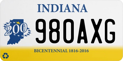 IN license plate 980AXG
