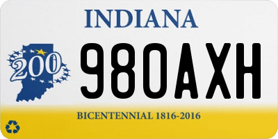 IN license plate 980AXH