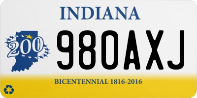 IN license plate 980AXJ
