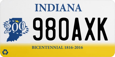 IN license plate 980AXK