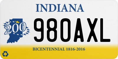 IN license plate 980AXL