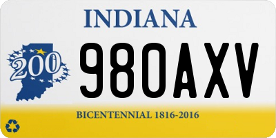 IN license plate 980AXV