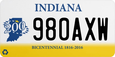 IN license plate 980AXW