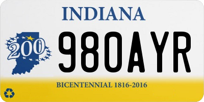 IN license plate 980AYR
