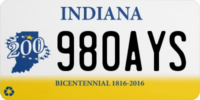 IN license plate 980AYS