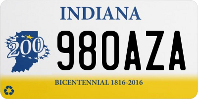 IN license plate 980AZA