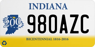 IN license plate 980AZC