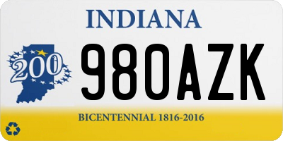 IN license plate 980AZK