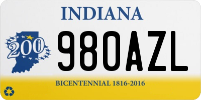 IN license plate 980AZL