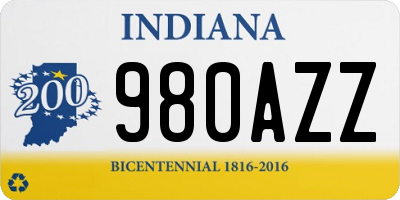 IN license plate 980AZZ