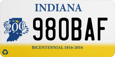 IN license plate 980BAF