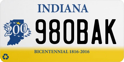 IN license plate 980BAK