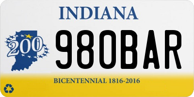 IN license plate 980BAR