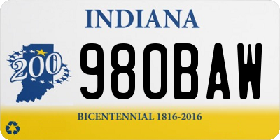 IN license plate 980BAW