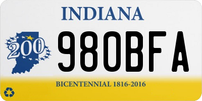 IN license plate 980BFA